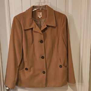 JM Collection Tan Pea Coat